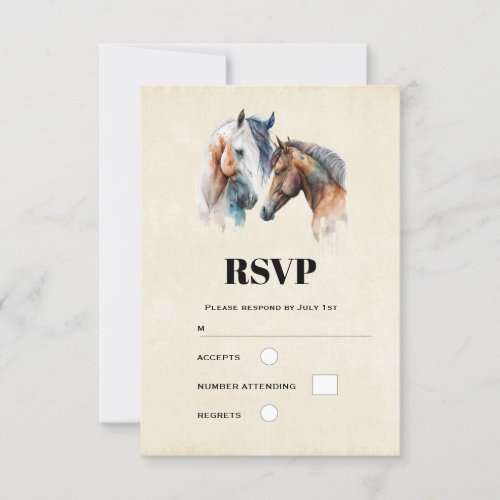 Beautiful Horses Western Boho Style Wedding RSVP Card