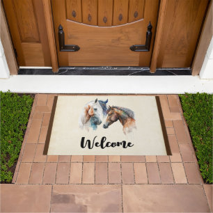 Beautiful Horses Western Boho Style Welcome Doormat