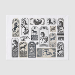 Beautiful Horses with Damask Design Embellishment Tissue Paper