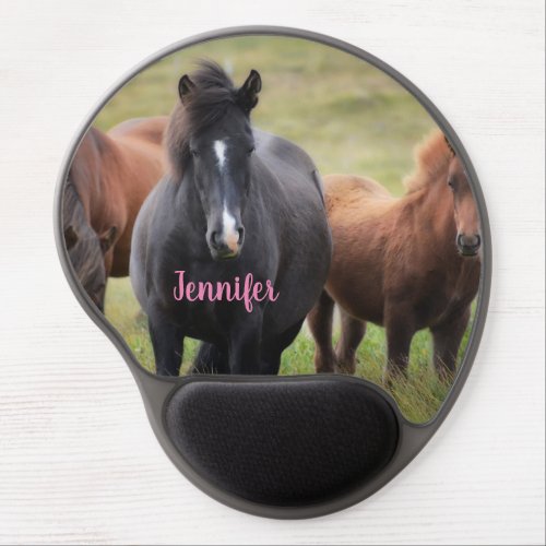 Beautiful Horses with Name Gel Mouse Pad