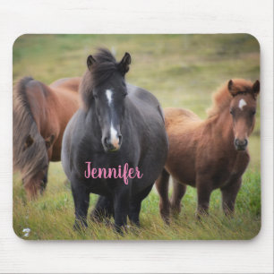Beautiful Horses with Name Mouse Pad