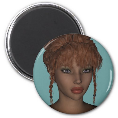 Beautiful Hot 3D Redhead Woman Model Digital Art Magnet