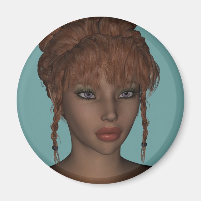 Beautiful Hot 3D Redhead Woman Model Digital Art Magnet (Front)