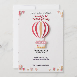 Beautiful Hot Air Balloon Birthday Card with Cake