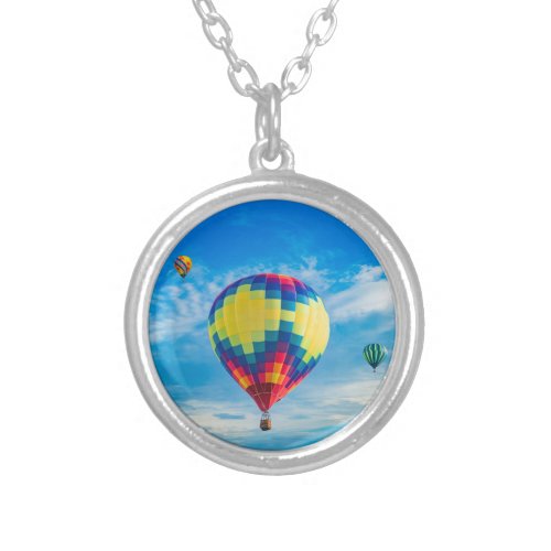 Beautiful Hot Air Balloons Silver Plated Necklace