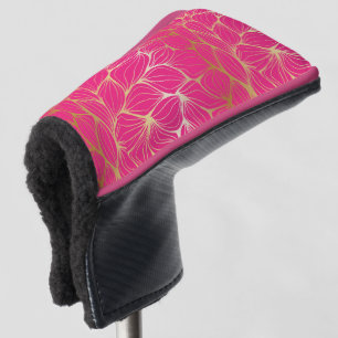 Beautiful,hot pink,faux gold,leaf,pattern,trendy,m golf head cover