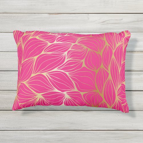 Beautifulhot pinkfaux goldleafpatterntrendym outdoor pillow