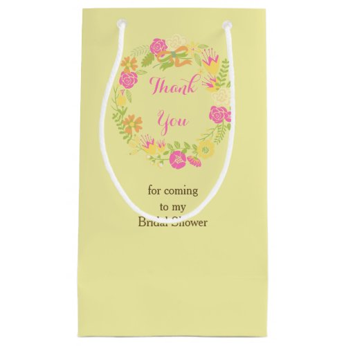 Beautiful Hot Pink Floral Bridal Show Thank You Small Gift Bag