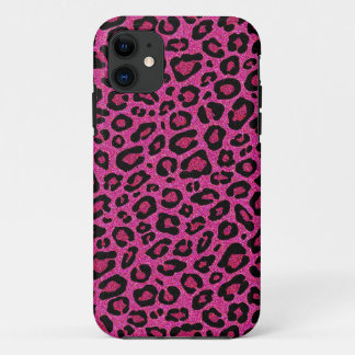 Beautiful hot pink leopard skin glitter shine iPhone 11 case