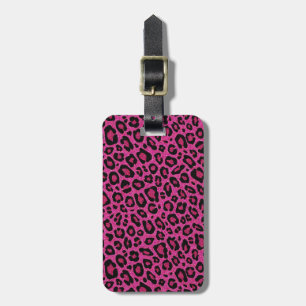 Beautiful hot pink leopard skin glitter shine luggage tag