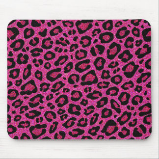 Beautiful hot pink leopard skin glitter shine mouse pad