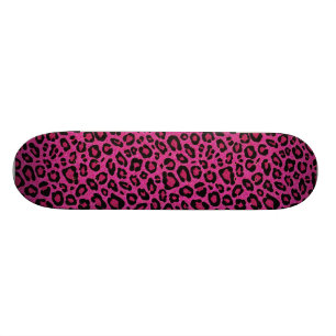 Beautiful hot pink leopard skin glitter shine skateboard deck