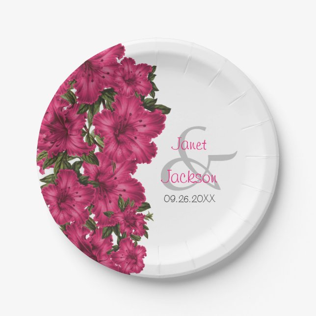 Beautiful Hot Pink Lilies Paper Plates (Front)