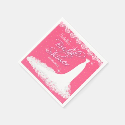 Beautiful Hot Pink Religious Bridal Shower Napkins