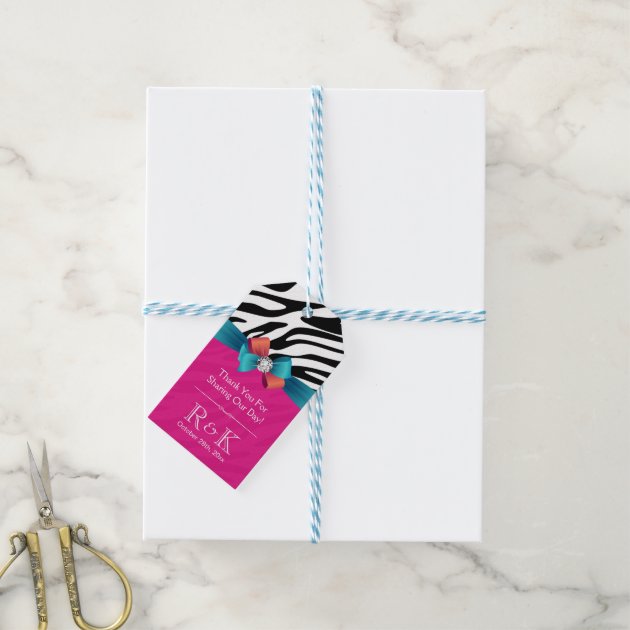 Beautiful Hot Pink Zebra Print Initial Monogram Gift Tags