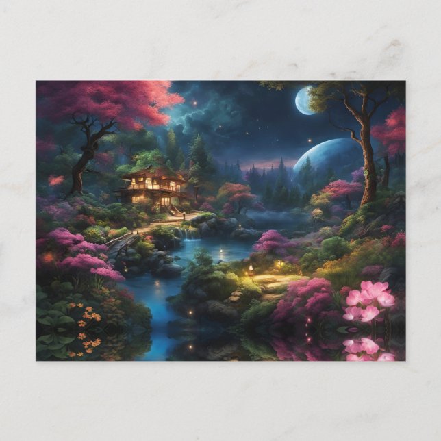 Beautiful House and Gardens in a Magical Land Postcard (Front)