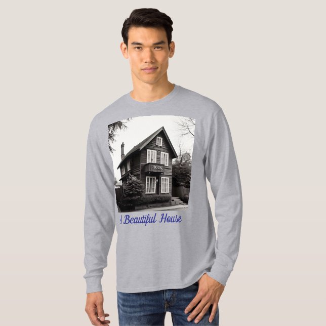 Beautiful House Design - Stylish Sleeve T-Shirt (Front Full)
