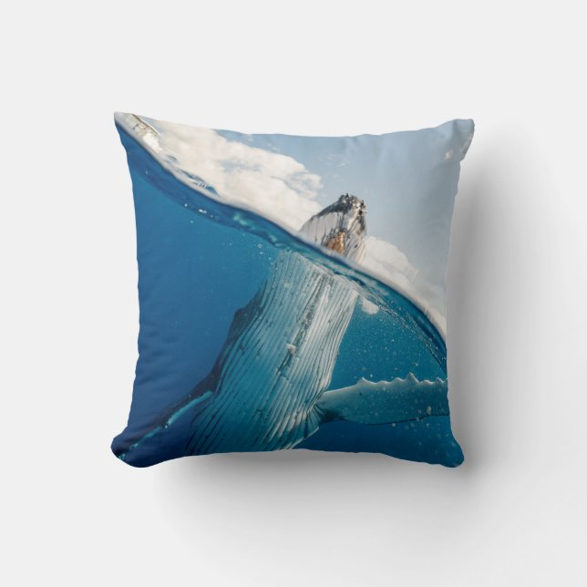Beautiful Huge Whale Throw Pillow (Front)