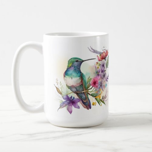 Beautiful Humming Bird and Flowers Coffee Mug