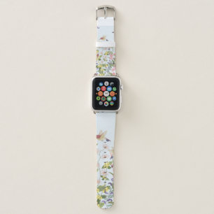 Beautiful hummingbird in sweet floral flower garde apple watch band