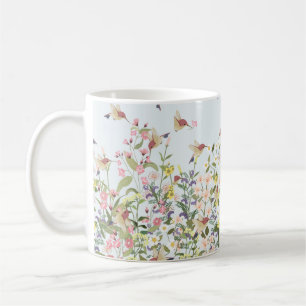 Beautiful hummingbird in sweet floral flower garde coffee mug
