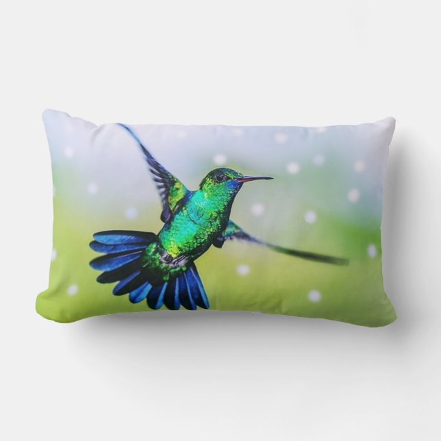 Beautiful Hummingbird Lumbar Pillow (Front)
