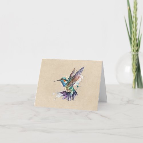 Beautiful Hummingbird Personalized Watercolor Note Card