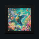 Beautiful Hummingbird Surrounded by Flowers Gift Box<br><div class="desc">If you love hummingbirds,  then you'll appreciate the beauty of a stunning hummingbird surrounded by colorful tropical flowers.</div>