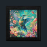 Beautiful Hummingbird Surrounded by Flowers Gift Box<br><div class="desc">If you love hummingbirds,  then you'll appreciate the beauty of a stunning hummingbird surrounded by colorful tropical flowers.</div>