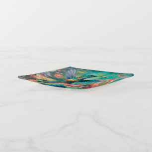 Beautiful Hummingbird Surrounded by Flowers Trinket Tray