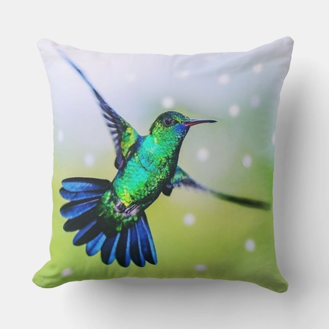 Beautiful Hummingbird Throw Pillow (Front)
