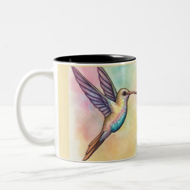 Beautiful hummingbird Two-Tone coffee mug (Left)