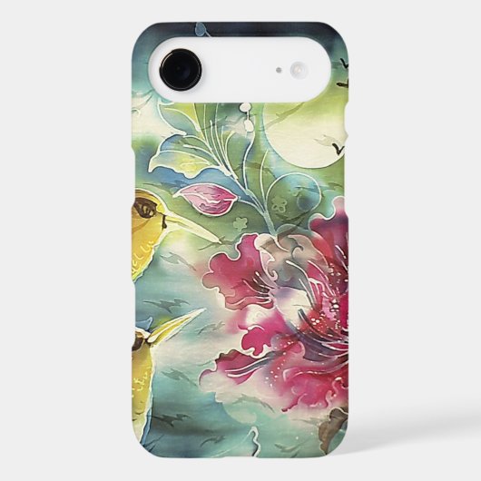 Beautiful Hummingbirds at Night Silk Art Case-Mate iPhone Case (Back)