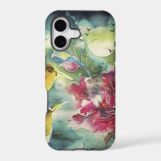 Beautiful Hummingbirds at Night Silk Art iPhone 17 Case