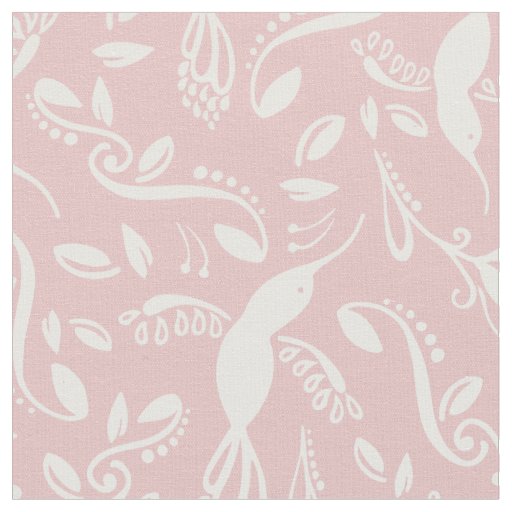 Beautiful Hummingbirds Colibri Birds Pastel Pink Fabric