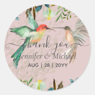 Beautiful HUMMINGBIRDS Couple Wedding Classic Round Sticker