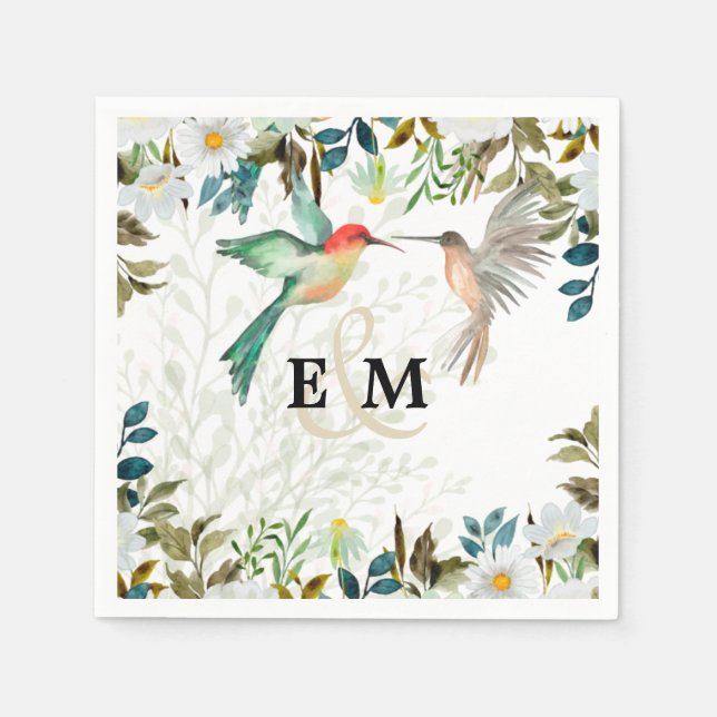 Beautiful HUMMINGBIRDS Couple Wedding Napkins (Front)