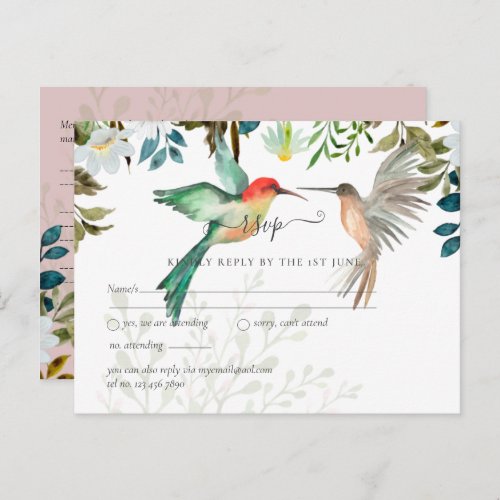 Beautiful HUMMINGBIRDS Couple Wedding Postcard