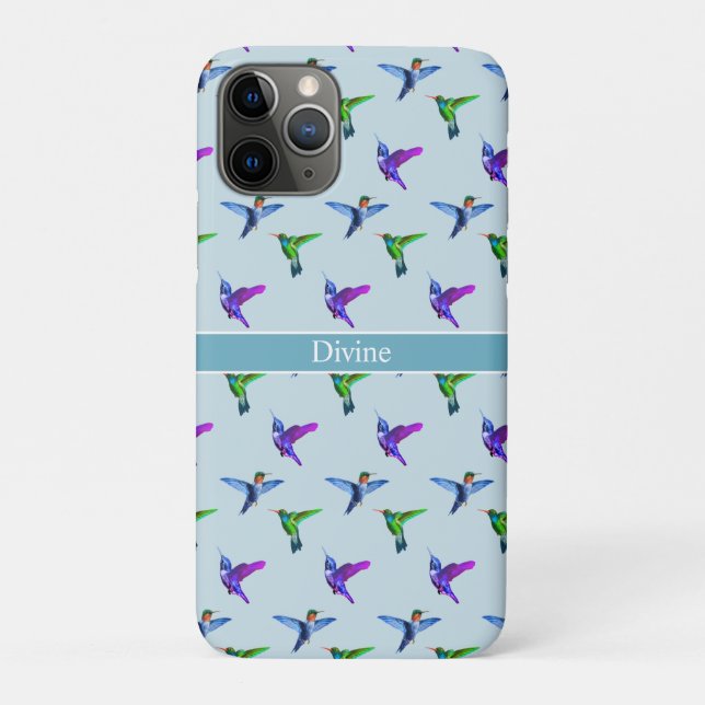 Beautiful Hummingbirds on Light Turquoise Blue Case-Mate iPhone Case (Back)