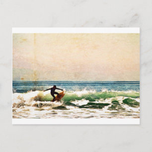 Beautiful Huntington Beach Surfer Riding Waves Postcard