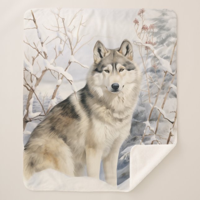 Beautiful Husky – Bold & Free-Spirited Sherpa Blanket (Front)