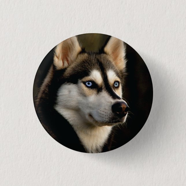 Beautiful Husky Throw Pillow Button (Front)