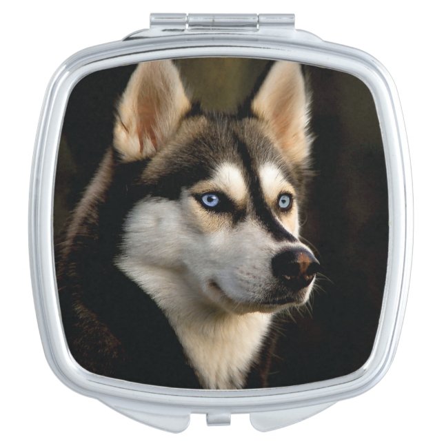 Beautiful Husky Throw Pillow Compact Mirror (Front)