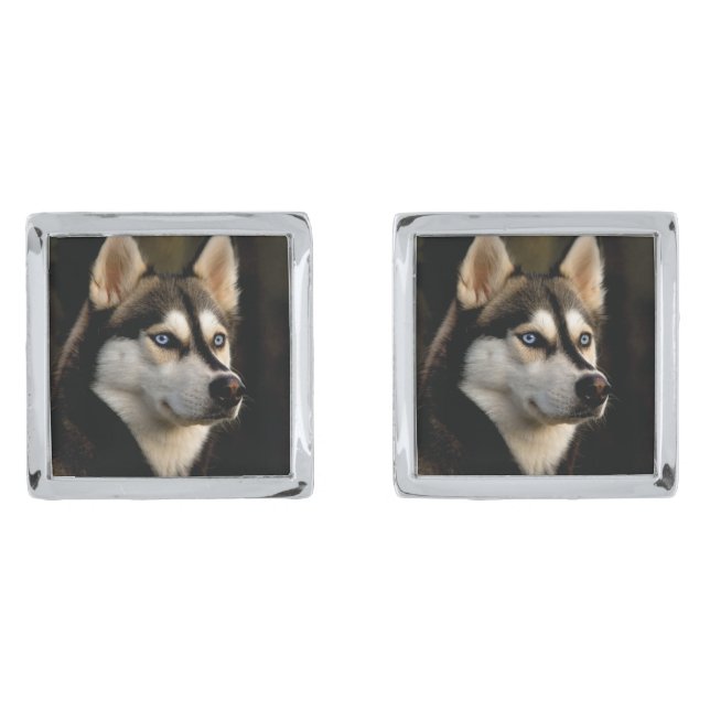 Beautiful Husky Throw Pillow Cufflinks (Front)
