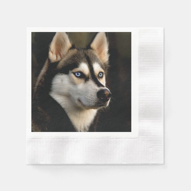 Beautiful Husky Throw Pillow Napkins (Front)