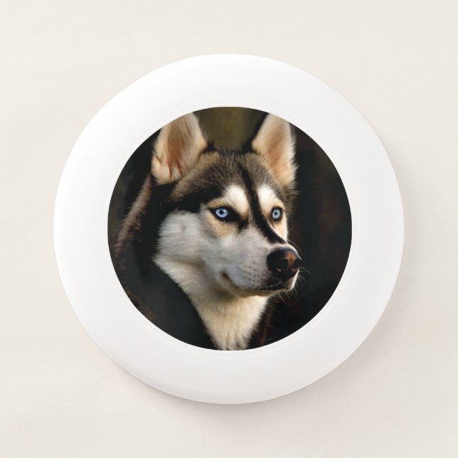 Beautiful Husky Throw Pillow Wham-O Frisbee (Front)