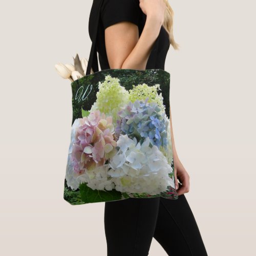 Beautiful Hydrangea Bouquet Monogram Initial Bag