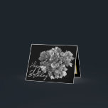 Beautiful Hydrangea Floral Bouquet Birthday Card<br><div class="desc">Beautiful bouquet of silvery-white Hydrangea flowers against a black colored background. The greeting text uses an attractive script typography font. The flowers cover the front of this card which can be used as a thank you card, a birthday card, or any other card of your choice. Personalize it with your...</div>