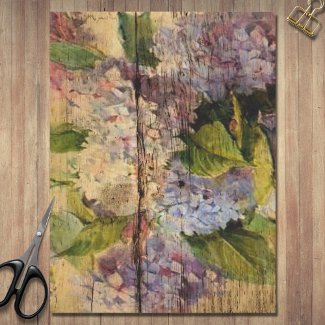 Beautiful Hydrangeas Painted on Rustic Wood