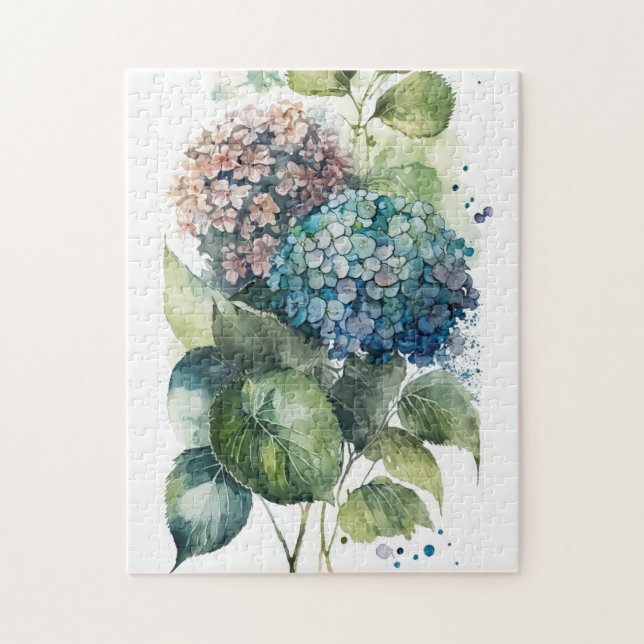 Beautiful Hydrangeas Watercolor Jigsaw Puzzle (Vertical)